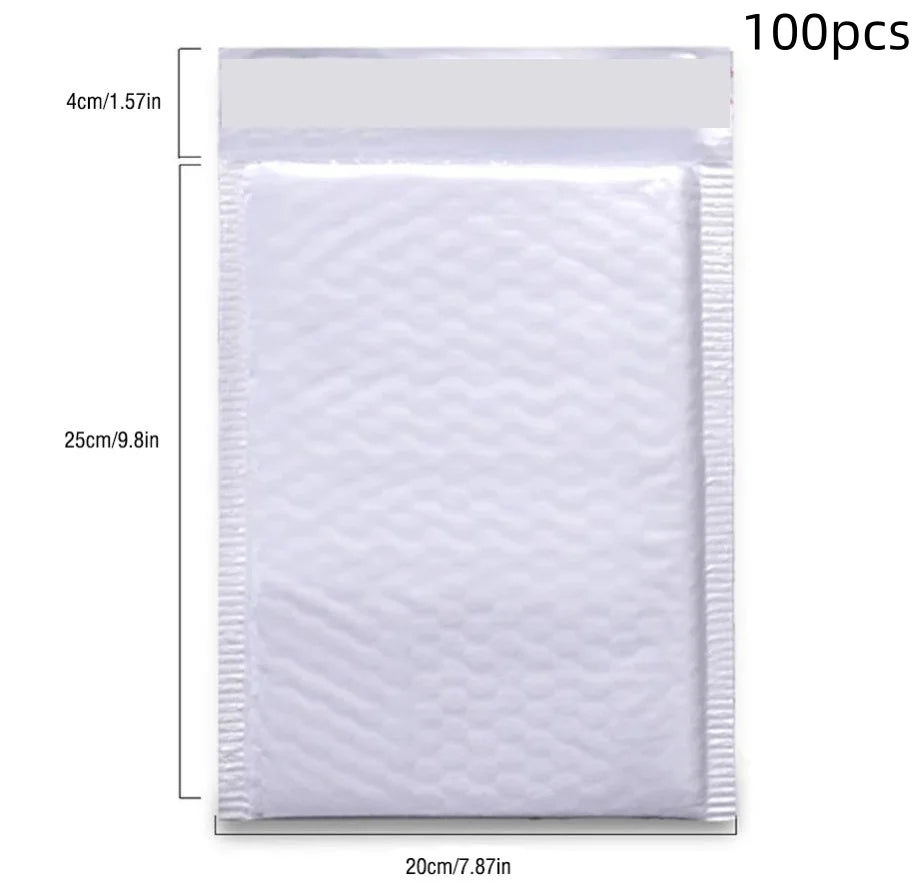 100Pcs White Bubble Envelopes With Bubble Buffering And AntiCollision SelfAdhesive Sealing Strips For Express Packaging