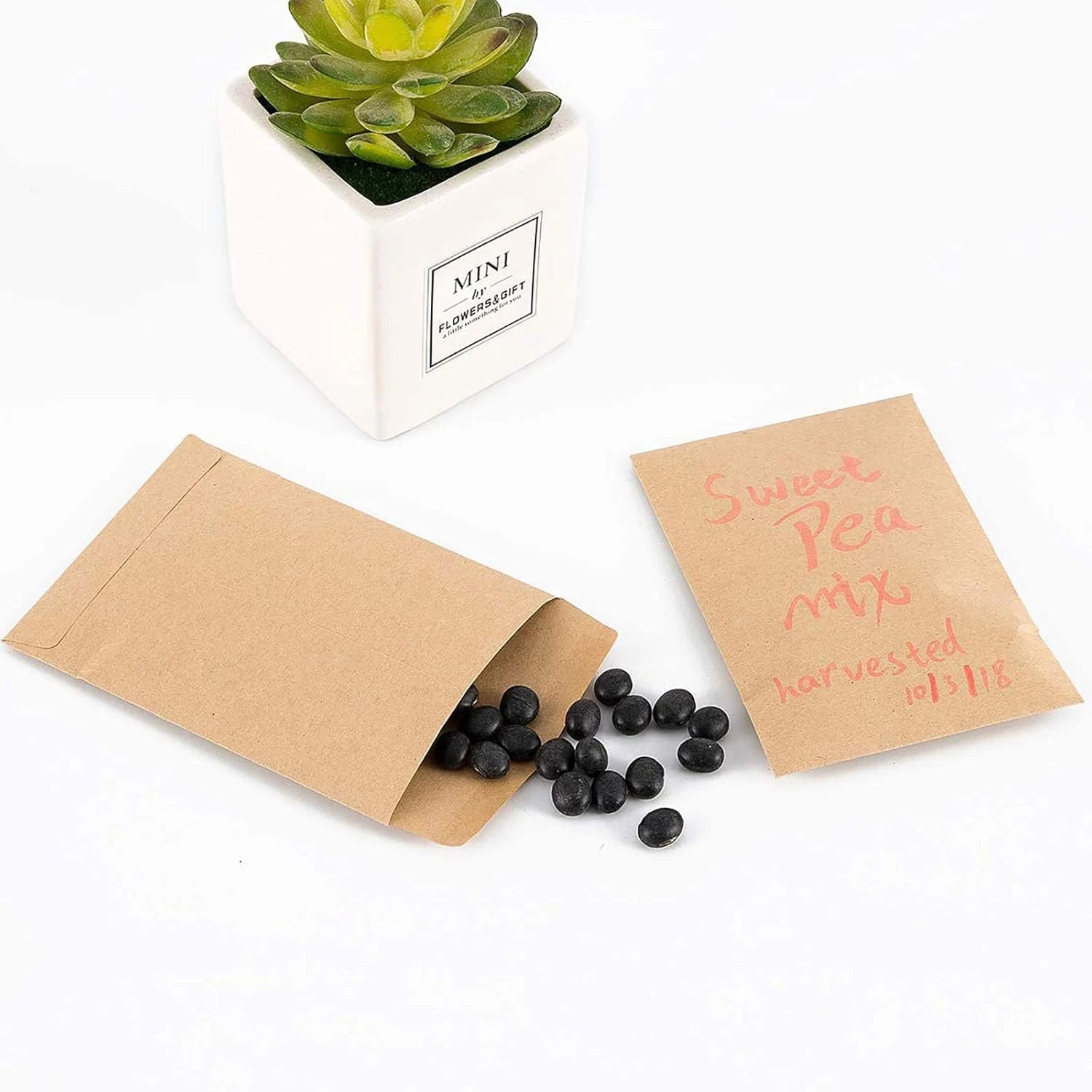 100/200pcs Seed Envelopes Bulk 6x10cm Seed Packets Envelopes Gift Small Paper Coin Envelopes Resealable Seed Organizer Storage