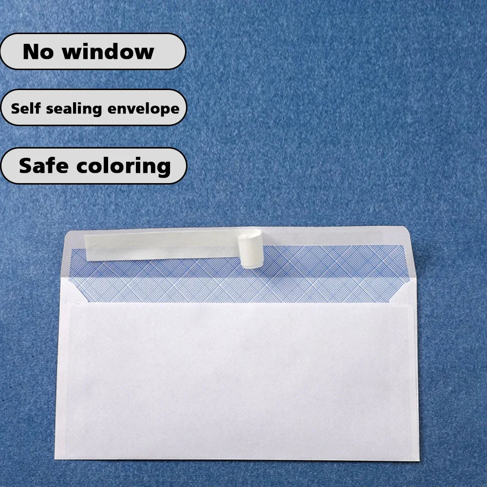 10# 50/100/200PCS NO Window White Business Envelope  Safe Coloring Envelope Bill Invoice Report Self Sealing Envelopes Letters