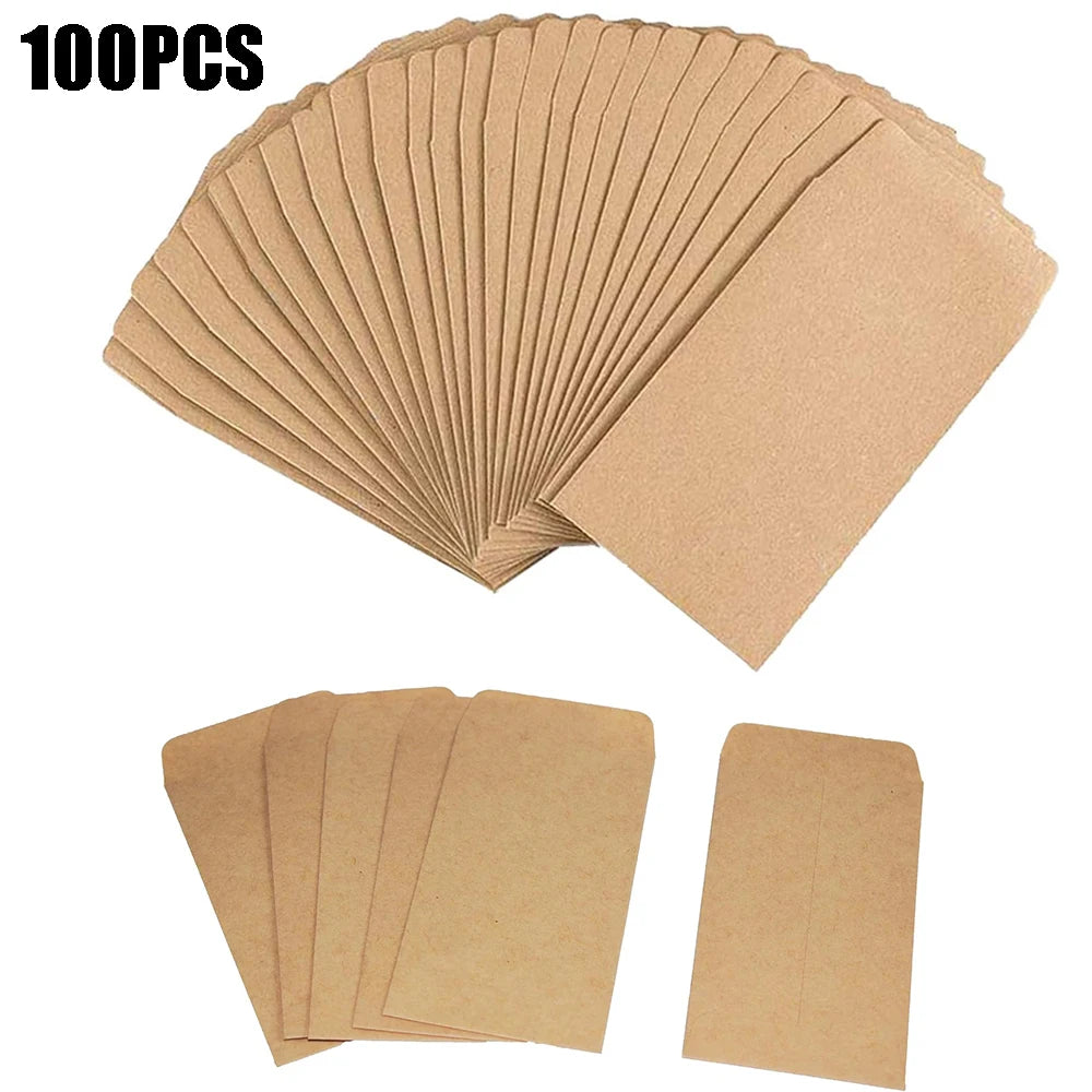 100/200pcs Seed Envelopes Bulk 6x10cm Seed Packets Envelopes Gift Small Paper Coin Envelopes Resealable Seed Organizer Storage