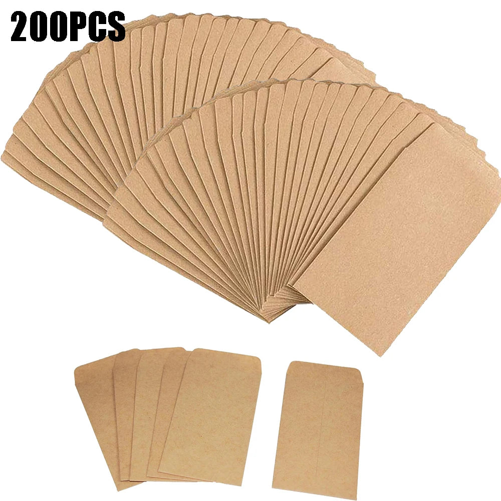 100/200pcs Seed Envelopes Bulk 6x10cm Seed Packets Envelopes Gift Small Paper Coin Envelopes Resealable Seed Organizer Storage