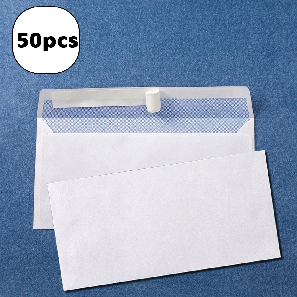 10# 50/100/200PCS NO Window White Business Envelope  Safe Coloring Envelope Bill Invoice Report Self Sealing Envelopes Letters