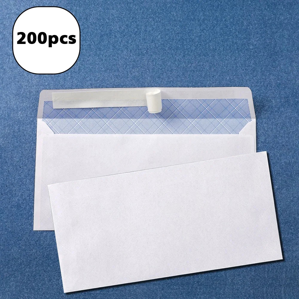 10# 50/100/200PCS NO Window White Business Envelope  Safe Coloring Envelope Bill Invoice Report Self Sealing Envelopes Letters